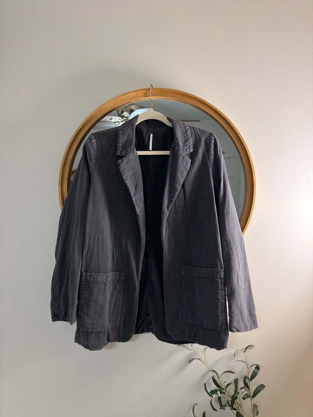 Hello Nite Los Angeles Relaxed Unlined Cotton Knit Blazer Jacket in Coal